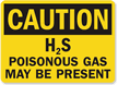 Caution H2S Poisonous Gas Present Sign