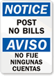 Post No Bills Bilingual Sign