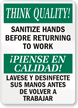 Sanitize Hands Before Returning to Work Bilingual Sign