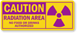 Radiation Area No Food Or Drinks Authorized Sign