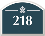 Room Number Sign, white number and braille