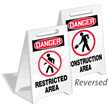 Danger Restricted Area Reversible Fold-Ups Floor Sign