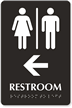 Restroom with Left Arrow Braille Engraved Door Sign