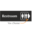 Restroom, With Right Arrow Engraved Sign