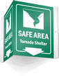 Safe Area Tornado Shelter Sign with Down Arrow