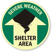 Severe Weather Shelter Area with Graphic Sign