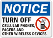 Notice Turn Off Cellular Phones, Pagers Sign