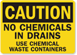 Caution Chemicals Drains Waste Containers Sign