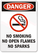 Danger No Smoking No Open Flames Sign