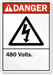 Danger (ANSI): 480 Volts (with graphic)