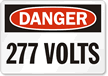 Danger 277 Volts Sign