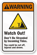 Watch Out! Incoming Tides Warning Sign