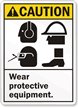 Caution (ANSI) Wear Protective Equipment Sign