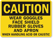 Danger Goggles Gloves Handling Chemicals Sign