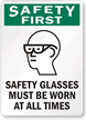 Wear Safety Glasses Bilingual Sign