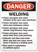 Danger Welding Fumes Gases Irritation Eyes Sign