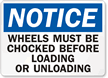 Notice: Wheels Must Be Chocked Sign