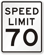 Speed Limit 70 For Road Traffic Sign