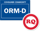 These colorful labels are used to mark packages that hazardous - but not specifically cited under DOT regulations. ORM labels come in blue, red or black.