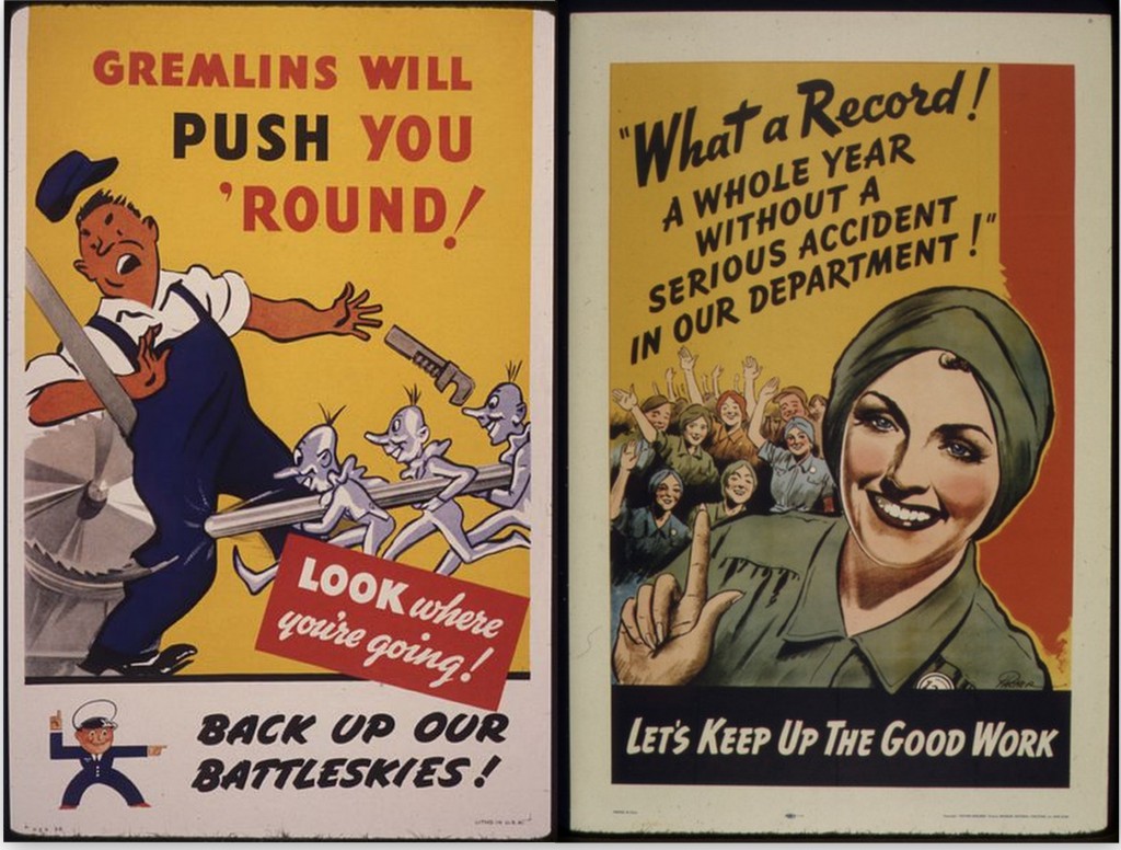 World War II (WWII) workplace safety signs
