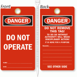 Danger do not operate lockout tag.