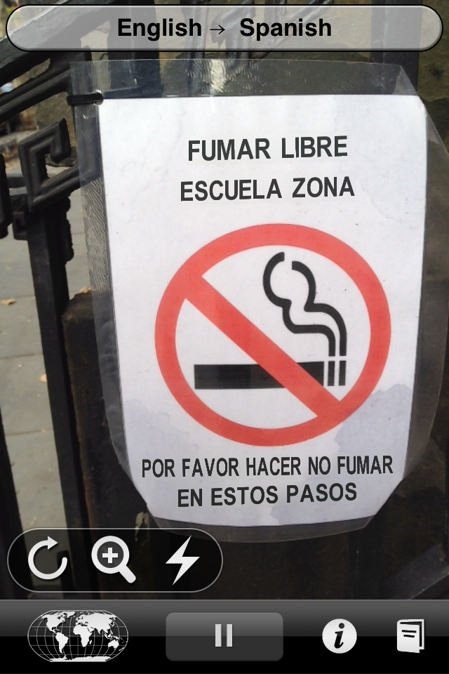 spanish translation smoking sign