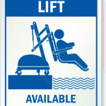 Pool chair lift sign promotes equal access and ADA compliance