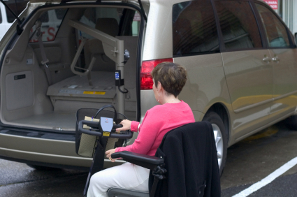wheelchair loading into van