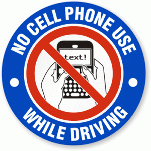 No texting while driving label