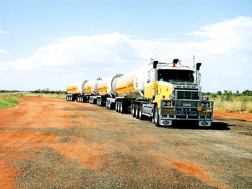 Shell truck in the Australian outback