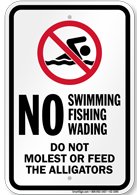 No Swimming Alligators Sign