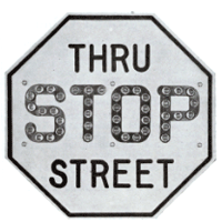 Thru Street Stop Sign with cataphote reflectors.