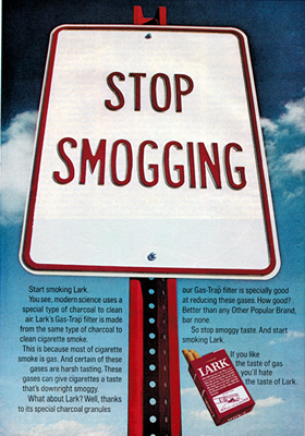 Stop Smogging Lark Cigarettes advertisement