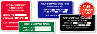 Quotation for Custom Equipment Name Plates