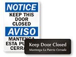 Bilngual Keep Door Closed Signs