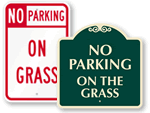 No Parking on the Grass Signs