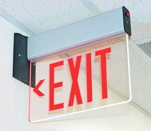 New York-Approved Edge-Lit Exit Sign, LED Lighting