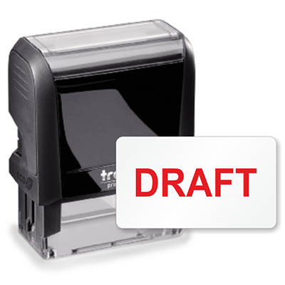 Draft Self-Inking Rubber Stamp – Red Ink, Reversible Pad, 9/16” X 1-1/2” Impression - View #8