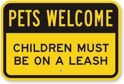 Pets Welcome Children must be leashed Funny Novelty Stickers JDM Sma SM1-162 