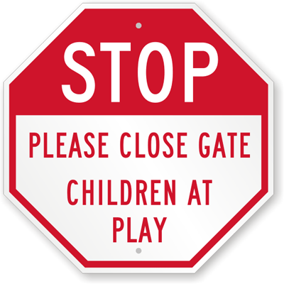 Children playing keep gate closed sign 9147 