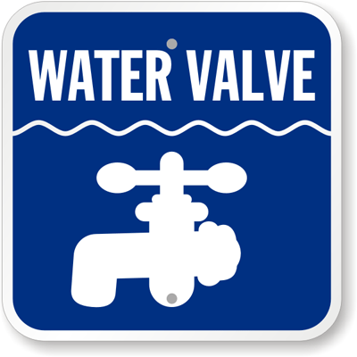 Water mains shut off valve Safety sign 