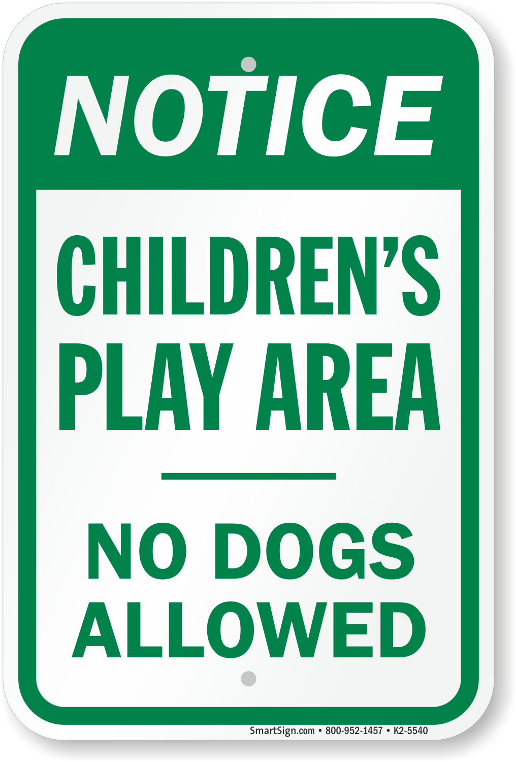 Childrens play area no dogs allowed safety sign 