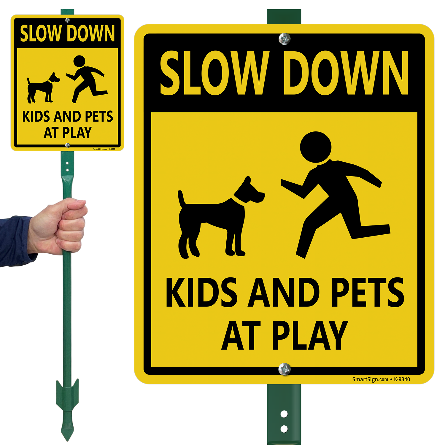Slow Down Kids and Pets at Play Metal Sign 5 SIZES warning children cats SNW024 