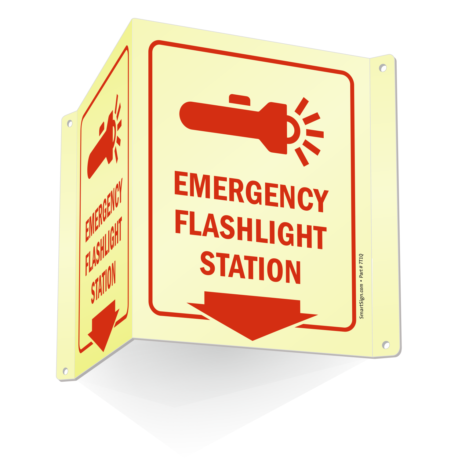 Emergency Flashlight Station Sign, Emergency Signs - Glow in Dark, SKU:  S-4656