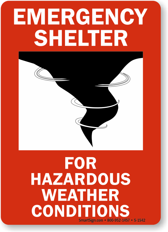 英語版 Shelter from the Storm/嵐からの避難 HNT222 Emergency Shelter Sign, SKU: S-1542