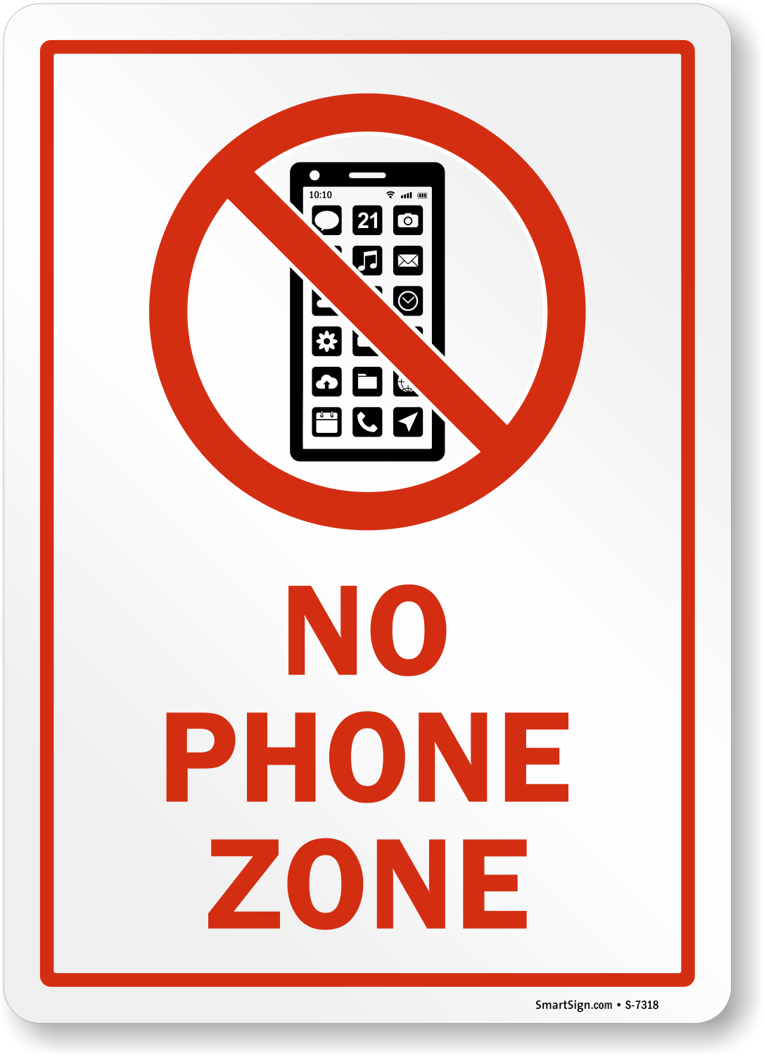 No Cell Phone Zone no Phones Keep Phones Away Aluminum Sign 8 x 12 Sign 