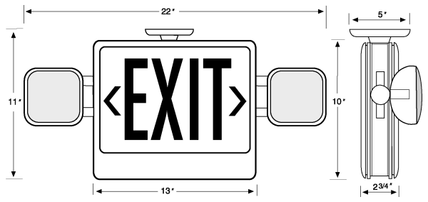 Double-Sided Salida Combo Exit Sign, Battery Backup