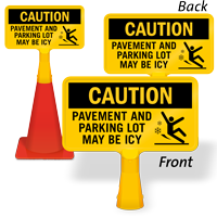 Parking Lot May Be Icy ConeBoss Sign