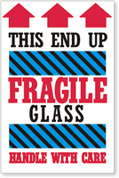 Fragile Glass Handle Care Label