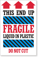 Fragile Liquid Plastic Label
